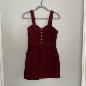 Express Burgundy Suede Jumper Dress size Small